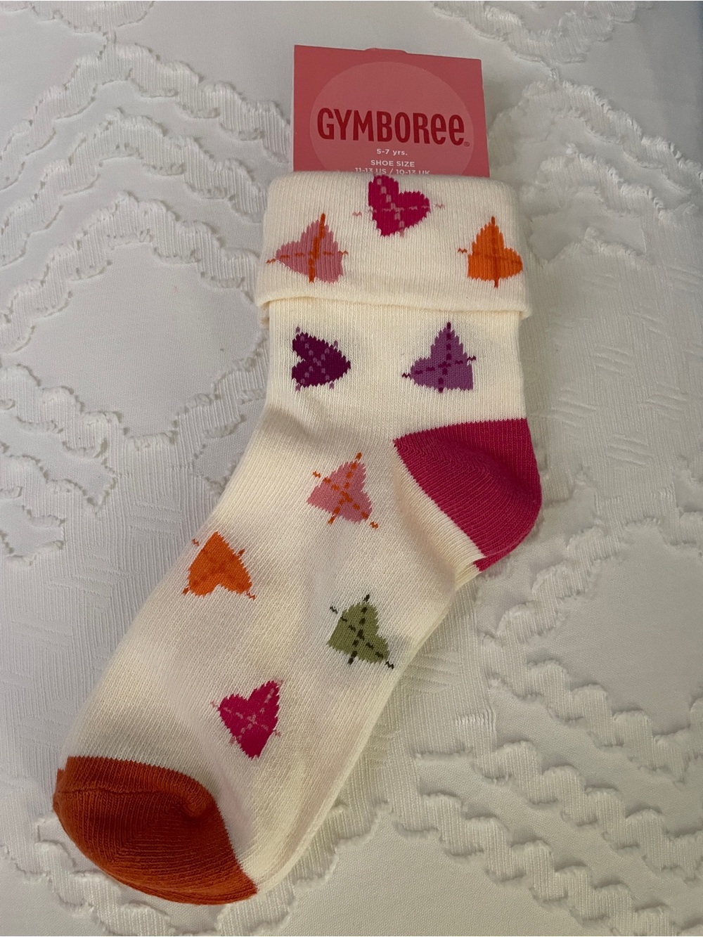 NWT Gymboree Pink Suede Sock with Cream Heart-Print fit 5-7 years old